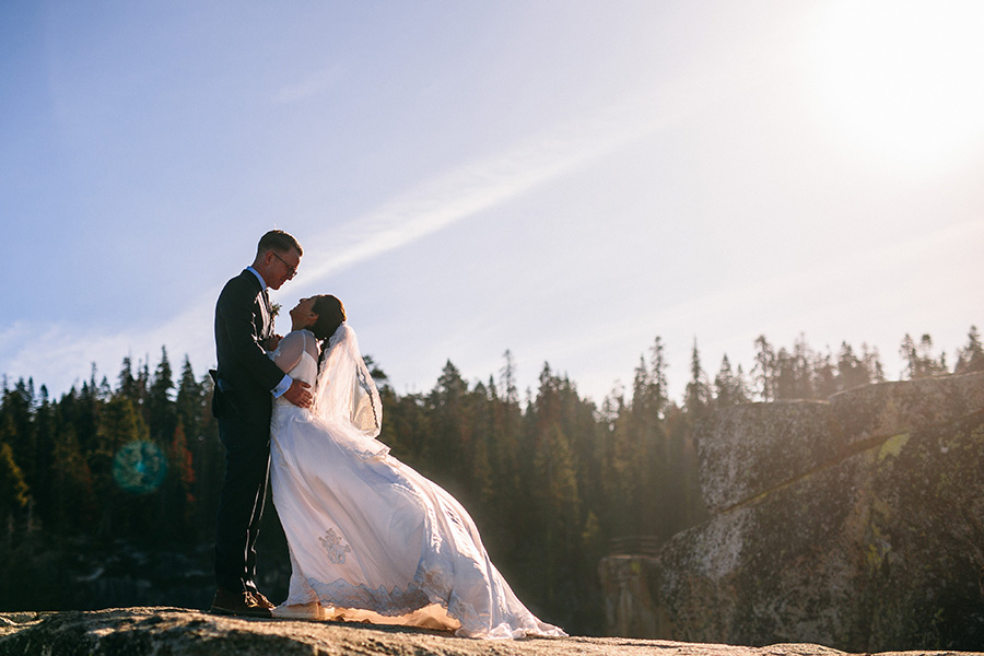 bride and groom portrait at Yosemite elopement