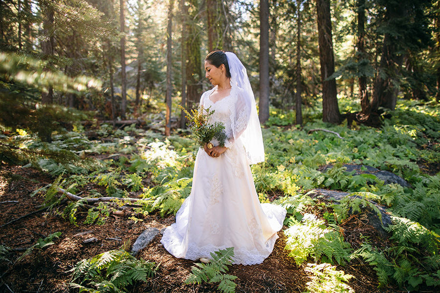 bridal portrait in the forest