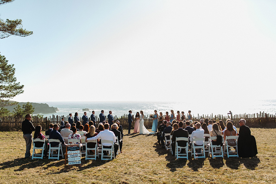 ceremony overlooking the Pacific Ocean at switzer farm wedding