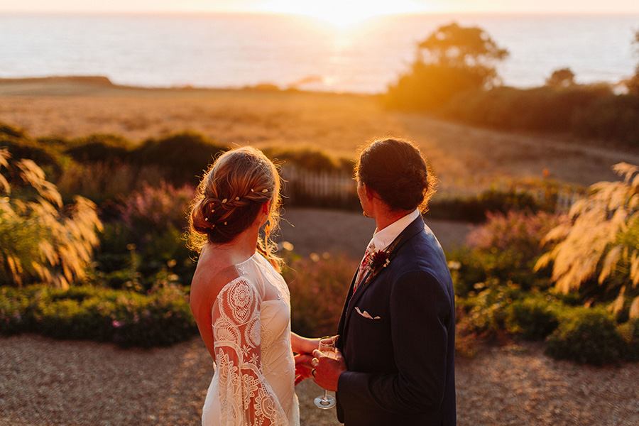 sunset on the mendocino coast at switzer farm wedding