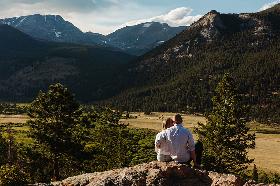 mountain engagement photos with a view